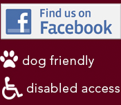 Like us on Facebook, Dog Friendly, Disabled Access