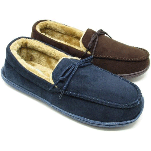 mens moccasin slippers without fur